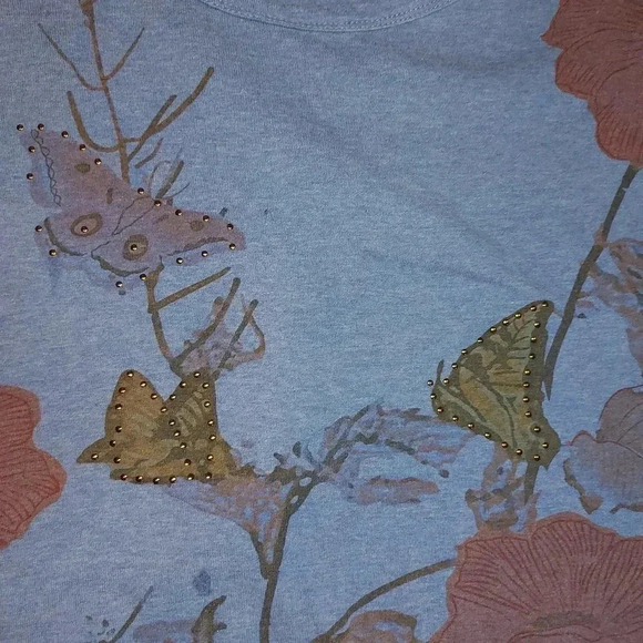 Jessica  Sport | 3/4 Sleeves Blue Graphic Tee - Picture 3 of 12